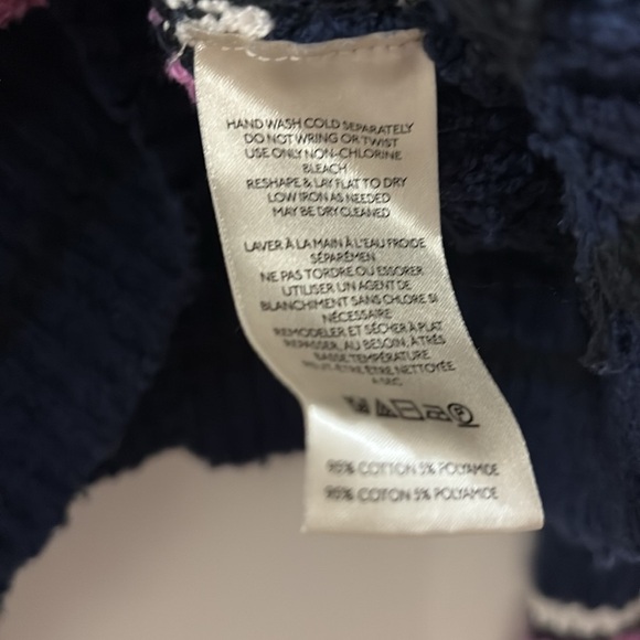 Free People Navy and Pink Striped V-Neck Sweater - collar - 90s - large - Picture 4 of 6